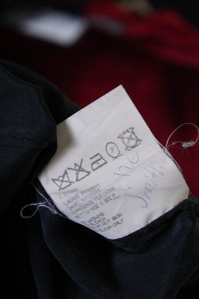 Yves Saint Laurent Womens Silk Ruffled Button-Up Straight Skirt Black Size M