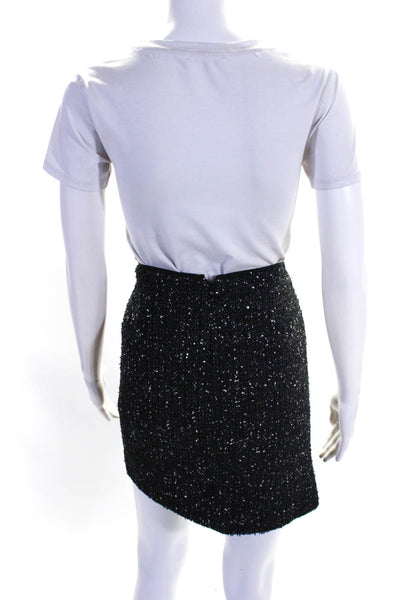 Elie Tahari Womens Black Wool Textured Lined Zip Back Pencil Skirt Size 4