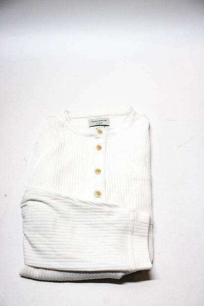 Oliver Spencer Mens Long Sleeve Ribbed Knit Lounge Shirts White Size Small Lot 2
