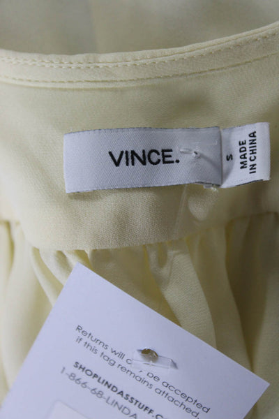 Vince Womens 100% Silk V Neck Sleeveless Tank Top Blouse Light Yellow Size S