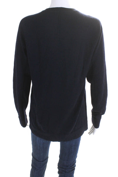 Helmut Lang Womens Crew Neck Pullover Tunic Sweater Navy Blue Size Small