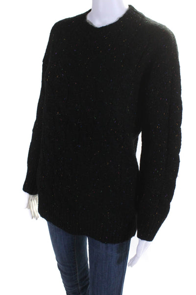 Heartloom Womens Cable-Knit Spotted Long Sleeve Pullover Sweater Black Size XS