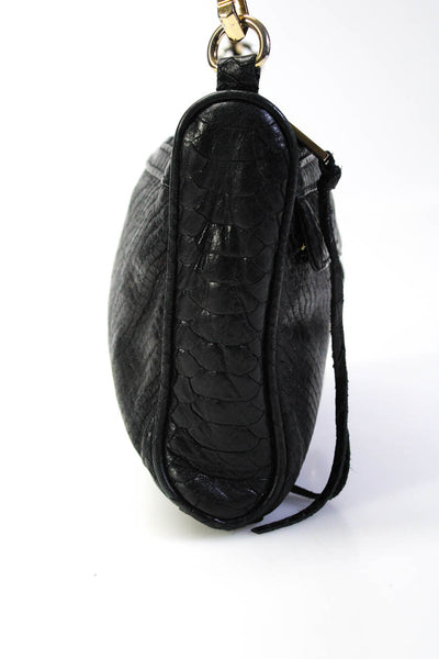 Rebecca Minkoff Womens Single Strap Snake Embossed Shoulder Handbag Black