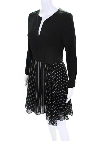 Sandro Womens Striped Long Sleeves A Line Dress Black White Size 1