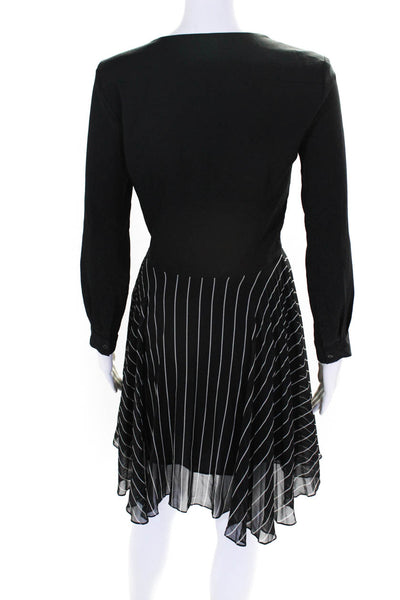 Sandro Womens Striped Long Sleeves A Line Dress Black White Size 1