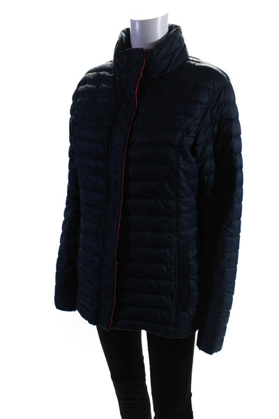 Vineyard Vines Womens Quilted High Neck Full Zip Puffer Coat Navy Size M