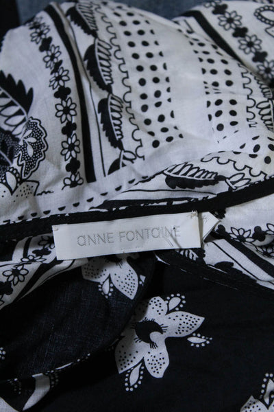 Anne Fontaine Women's V-Neck Short Sleeves A-Line Mini Dress Floral Size M