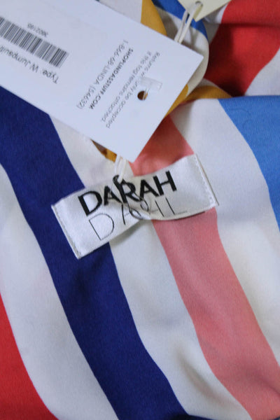 Darah Dahl Women's V-Neck Spaghetti Straps Short Romper Stripe Size M