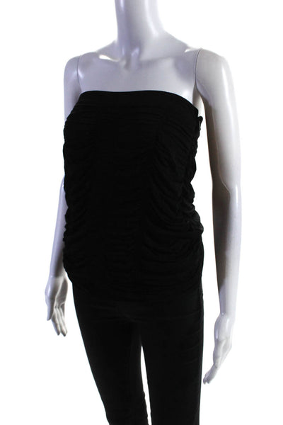 Burberry Women's Square Neck Ruche Cinch Blouse Black Size 8
