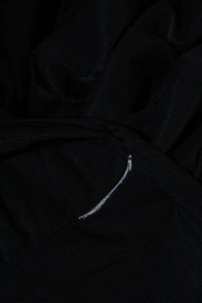 Burberry Women's Square Neck Ruche Cinch Blouse Black Size 8