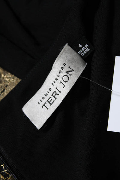 Teri Jon Women's Scoop Neck Short Sleeves Fit Flare Mini Dress Black Size 4