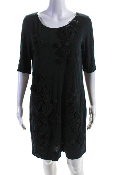 3.1 Phillip Lim Womens Boat Neck Floral Half Sleeved T Shirt Dress Black Size M