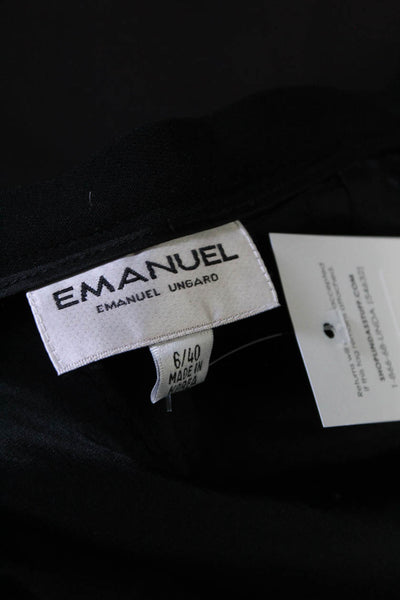 Emanuel Ungaro Womens Pleated Woven Knee Length Slit Pencil Skirt Black Size 6