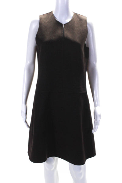 Calvin Klein Collection Womens Fleece Sleeveless Sheath Dress Brown Wool Size 10