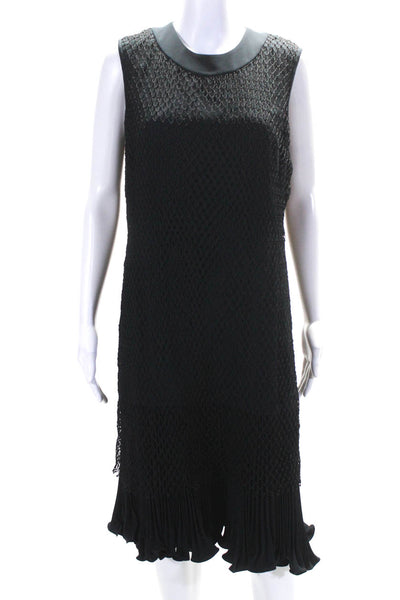 Christian Dior Womens Net Overlay Pleated Hem Flare Sheath Dress Black Size 12