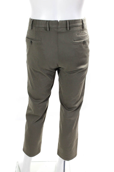 PT Torino Mens Stretch Flat Front Six Pocket Super Slim Fit Pants Olive Size 48