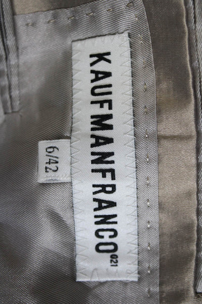 KaufmanFranco Womens Single Button Pointed Lapel Satin Blazer Jacket Gray Size 6