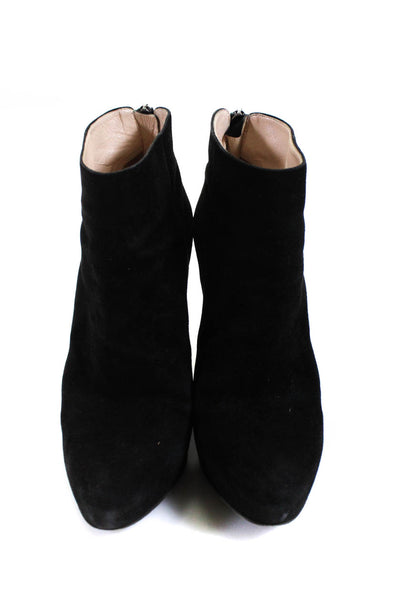 Prada Womens Side Zip Block Heel Platform Booties Black Suede Size 39.5