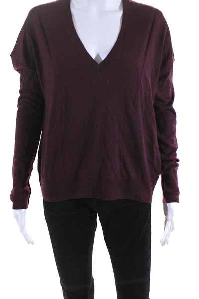 Rag & Bone Jean Womens Wool V-Neck Long Sleeve Pullover Top Shirt Red Size S