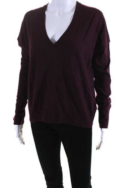 Rag & Bone Jean Womens Wool V-Neck Long Sleeve Pullover Top Shirt Red Size S