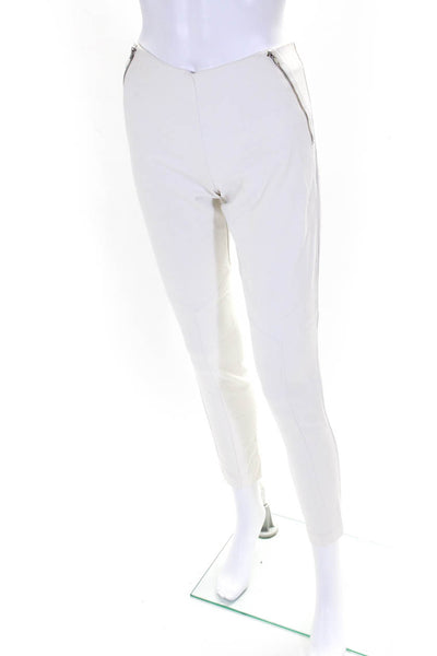 Theory Womens Cotton High-Rise Elastic Waist Size Zips Skinny Pants White Size 4