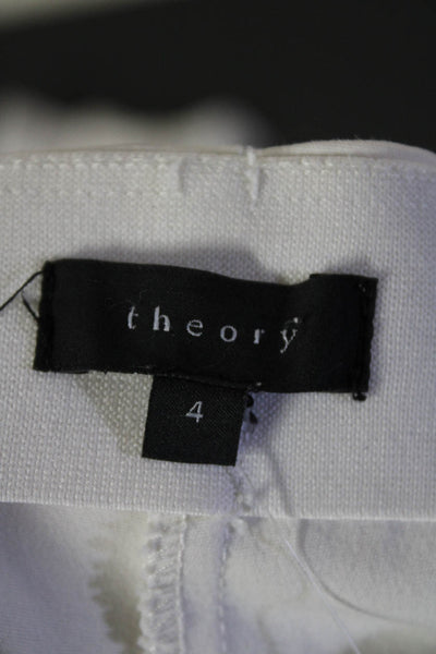 Theory Womens Cotton High-Rise Elastic Waist Size Zips Skinny Pants White Size 4
