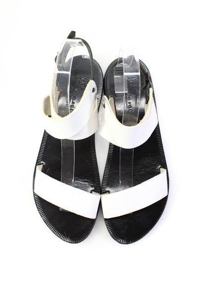Joie a la Plage Womens Leather Open Toe Ankle Strap Flat Sandals White Size 9