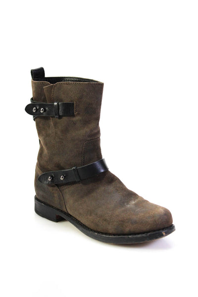 Rag & Bone Womens Leather Belt Strap Motorcycle Pull-On Ankle Boots Brown Size 9