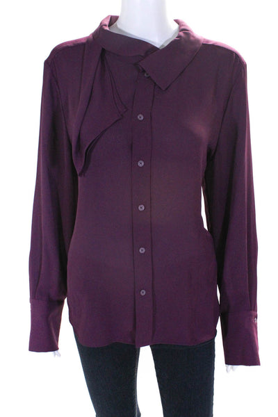 Donna Karan New York Womens Long Sleeves Button Shirt Purple Size Extra Large