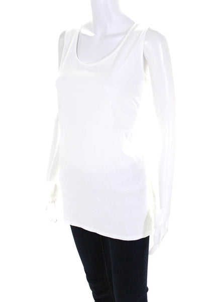 Shamask Womens Pullover Tank Top White Cotton Size 2