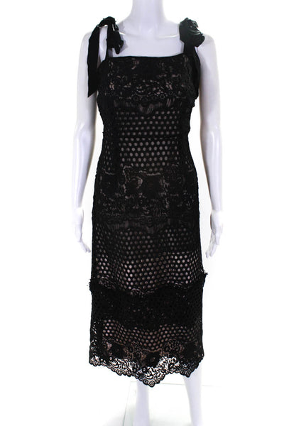 Alice McCall Womens Embroidered Floral Print Eyelet A-line Dress Black Size 10