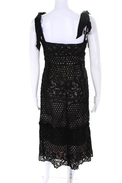 Alice McCall Womens Embroidered Floral Print Eyelet A-line Dress Black Size 10