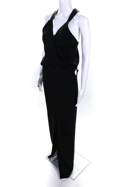 Cushnie Et Ochs Womens Sleeveless Cross Strap Front Slit Silk Gown Black Size 6