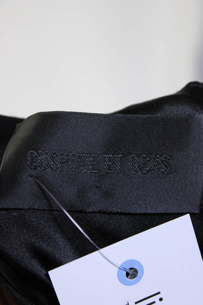 Cushnie Et Ochs Womens Sleeveless Cross Strap Front Slit Silk Gown Black Size 6