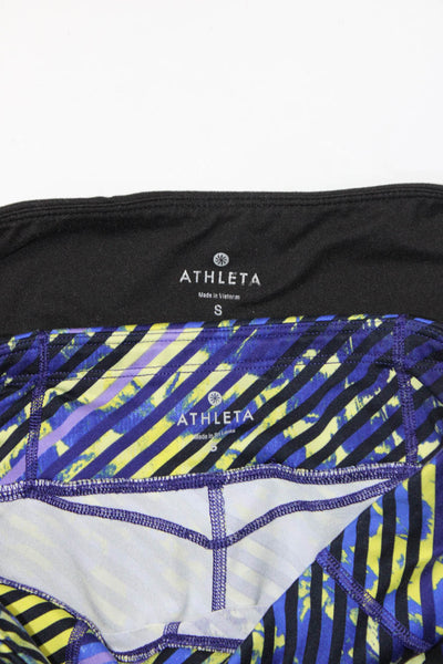 Athleta Womens Mid Rise Striped Ankle Leggings Gray Blue Black Size Small Lot 2