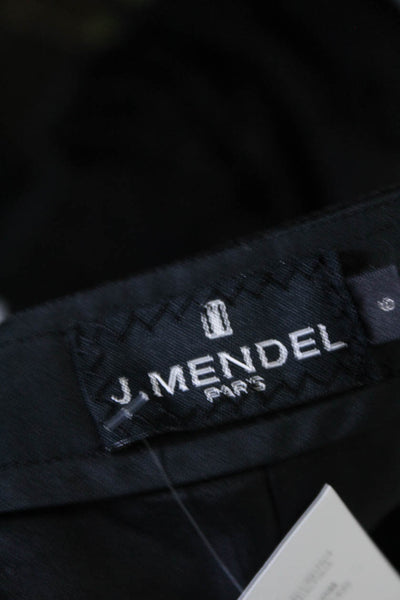 J. Mendel Womens High-Rise Fringe Center Pleat Zip-Up A-Line Skirt Black Size 6