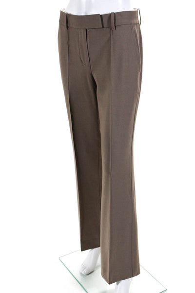 Helmut Lang Women's High Rise Pleated Straight Leg Trouser Pants Beige Size 2