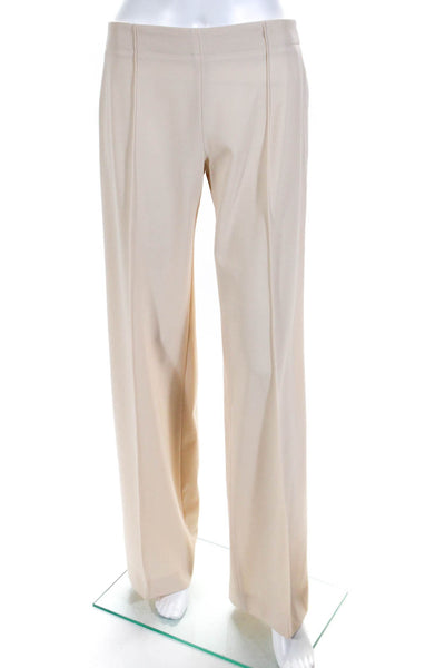 Chloe Women's Mid Rise Wide Leg Trouser Pants Angora Beige Size 36