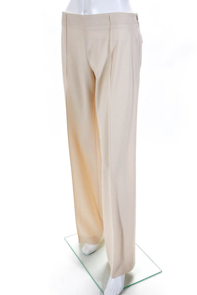 Chloe Women's Mid Rise Wide Leg Trouser Pants Angora Beige Size 36