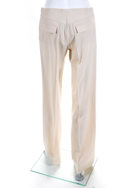 Chloe Women's Mid Rise Wide Leg Trouser Pants Angora Beige Size 36