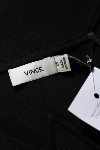 Vince Women's V-Neck Spaghetti Strap Ribbed Blouse Black Size XS