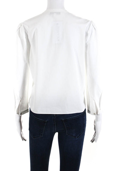 Intermix Women's Cotton Long Sleeve V-Neck Button Down Blouse White Size S