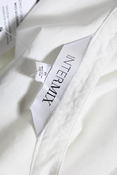 Intermix Women's Cotton Long Sleeve V-Neck Button Down Blouse White Size S