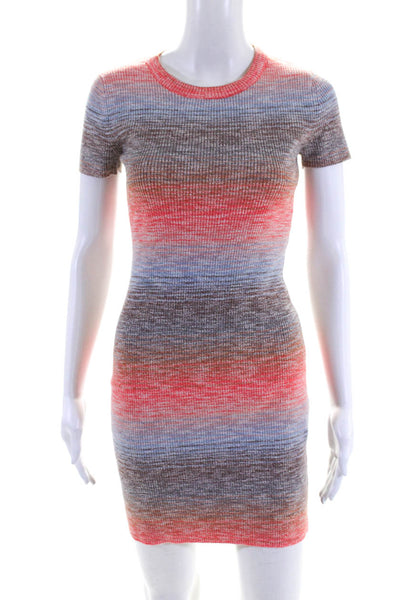 Intermix Women's Crewneck Short Sleeves Mini Sweater Dress Multicolor Size S