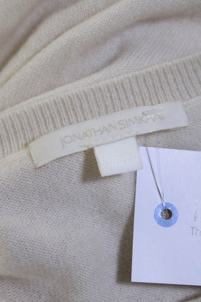 Jonathan Simkhai Women's Crewneck Long Sleeves Pullover Sweater Cream Size S