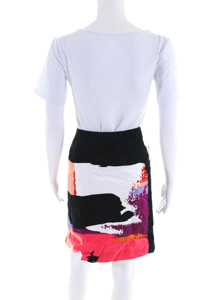 Per Se Womens Cotton Abstract Print Colorblock Darted A-Line Skirt Black Size 6