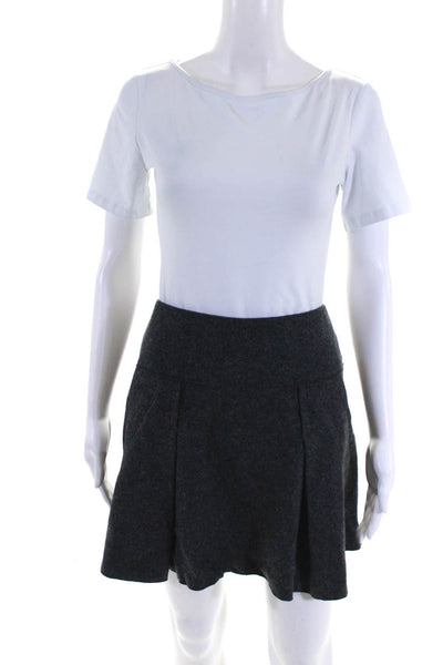Vince Womens Wool Darted Pleated Back Zipped A-Line Skirt Gray Size 8