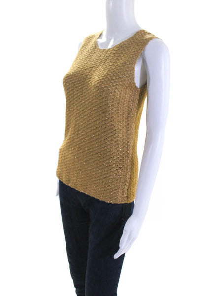 Real Clothes Womens Silk Textured Sleeveless Pullover Tank Top Yellow Size S