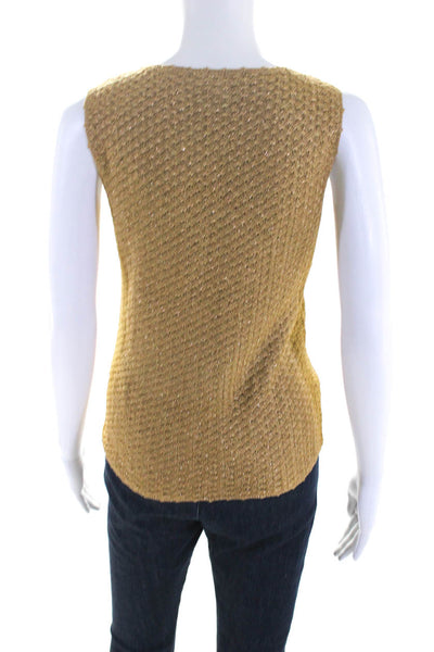 Real Clothes Womens Silk Textured Sleeveless Pullover Tank Top Yellow Size S