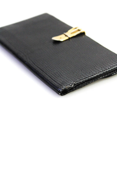 Gucci Women's Croc Embossed Leather Bi Fold Wallet Black Size M